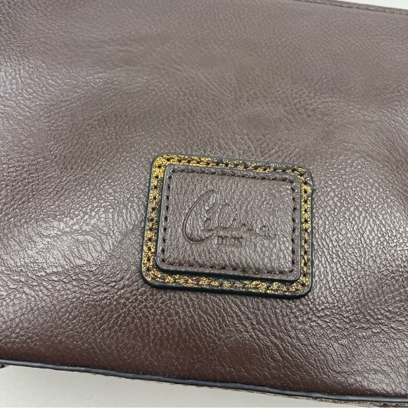 Celine Dion Black Shoulder bag Faux Leather with Silver Inserts Pockets NEW - Picture 3 of 10